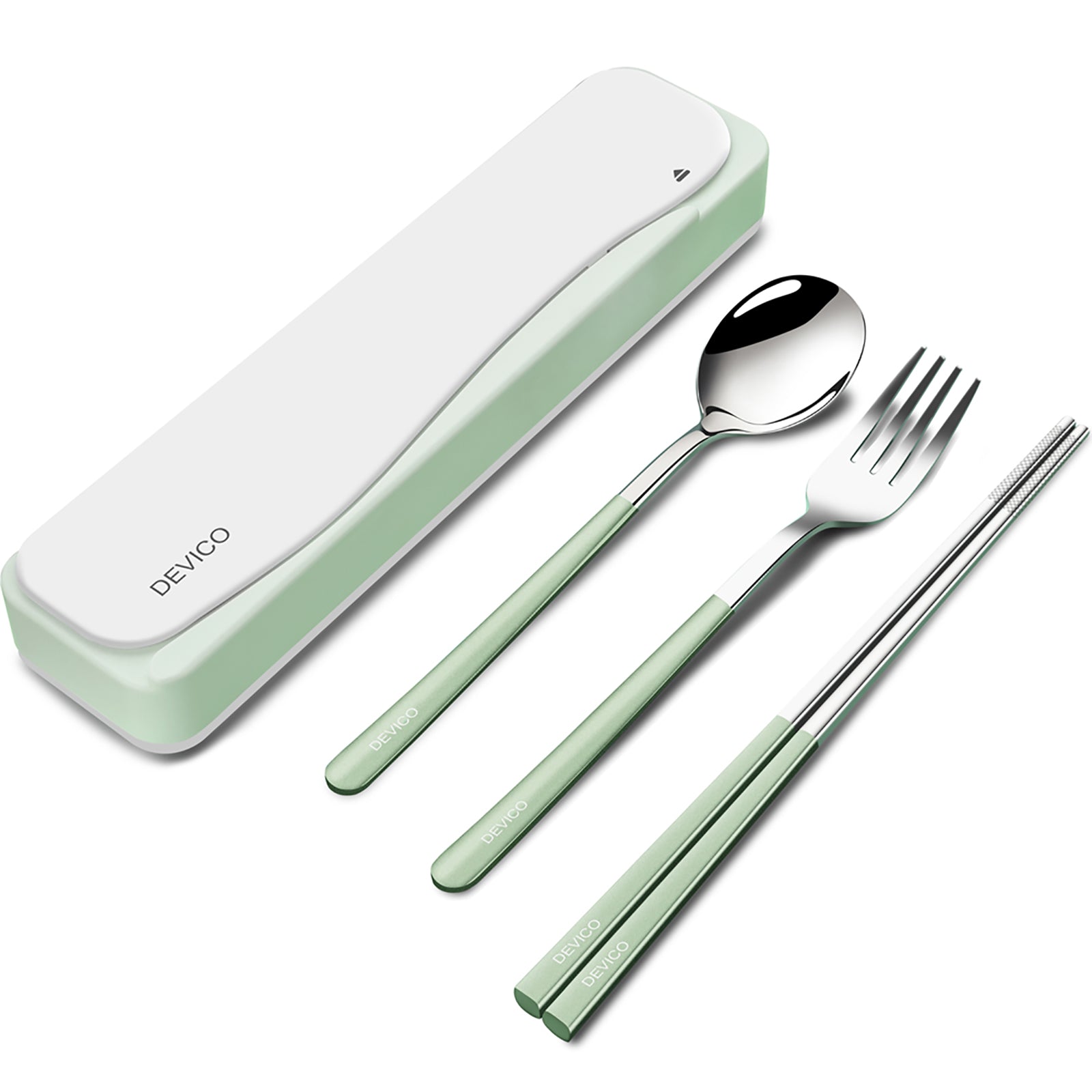 Stainless　Steel　Travel　18/8　Utensils,　DEVICO　Cutlery　DEVICO　Portable　4pcs　–　Set　STORE