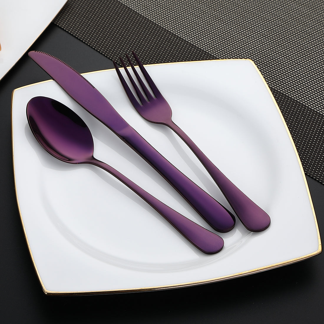Devico Portable Utensils, Travel Camping Cutlery Set, 8-Piece including Knife Fork Spoon Chopsticks Cleaning Brush Straws Portable Case, Stainless Steel Flatware set (8-piece Purple)