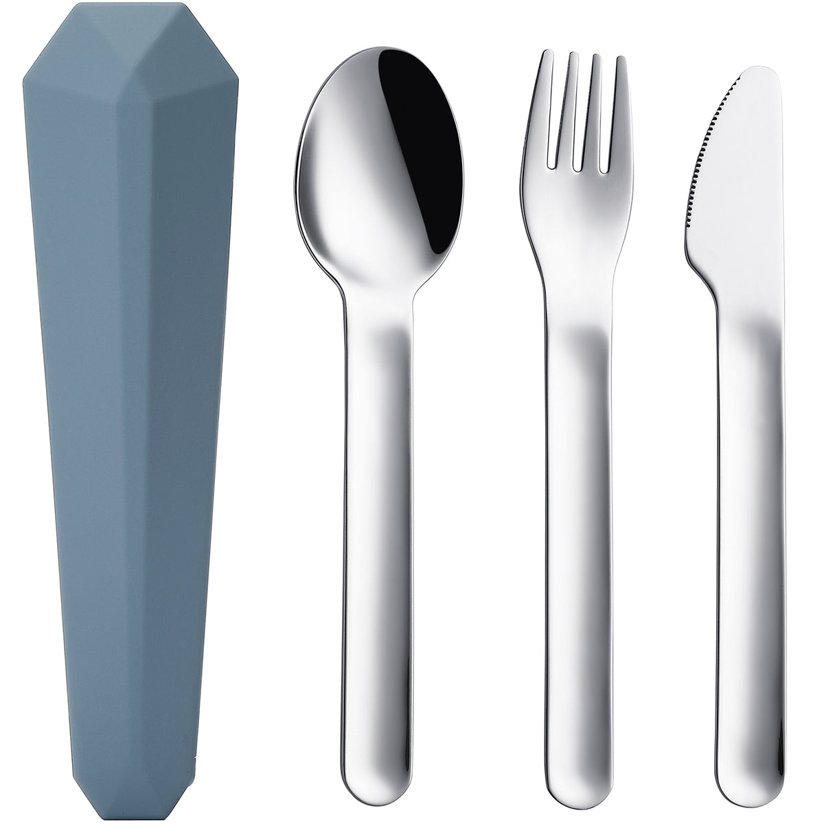 DEVICO Travel Utensils with Case, Reusable Camping Silverware Cutlery, 18/8 Stainless Steel Portable Fork Spoon Knife Set for Lunch Picnic School Workplace (Blue)