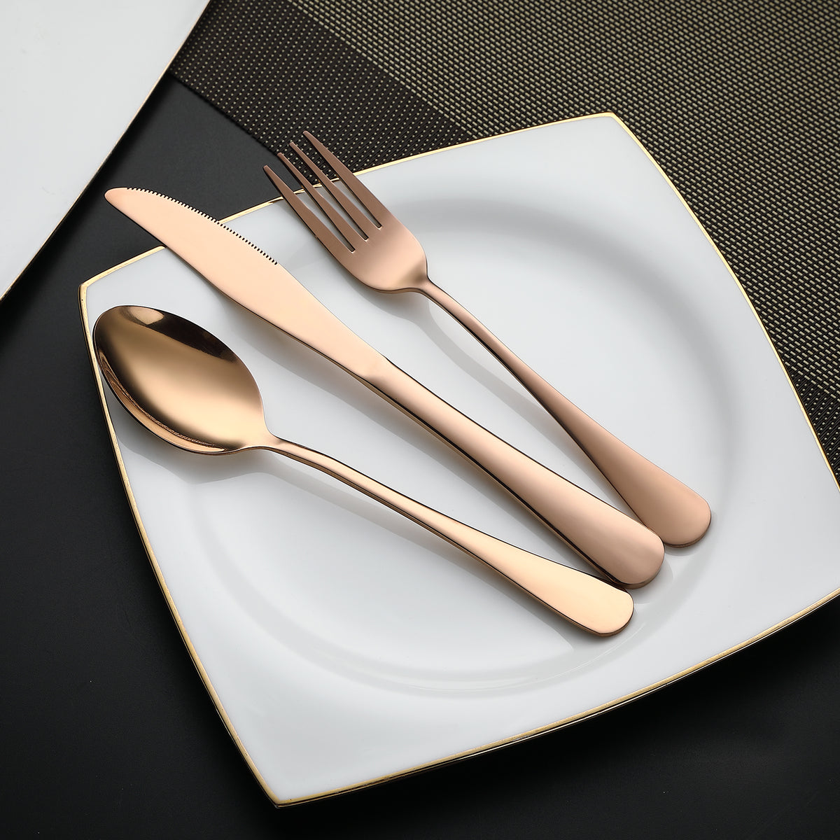 DEVICO Camping Utensils, Portable Travel Utensils with Case, Stainless Steel Reusable Silverware for Lunch Adult, 5Pcs Cutlery Set Includes Knife Spoon Fork Chopsticks and Case (Rose Gold)